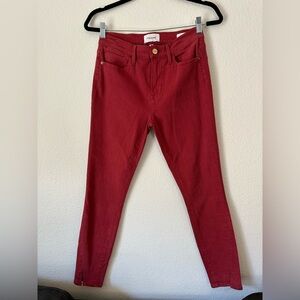New Frame Denim Crimson High-Rise Skinny Red Jeans Size 28